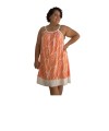 Robe d'Été à Imprimé Feuillage Tropical Orange du 48 au 54