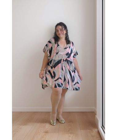 Robe Imprimée avec Détails en Dentelle - Mode GRANDE TAILLE