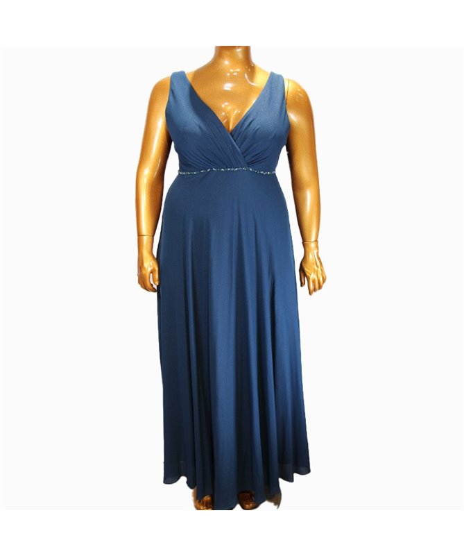 Robe de soirée cintrée bleu nuit Leila