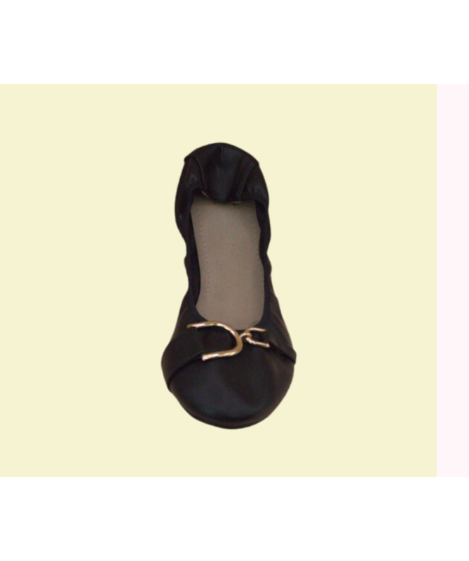 Ballerine Chic en Cuir Noir – Détail Métallique