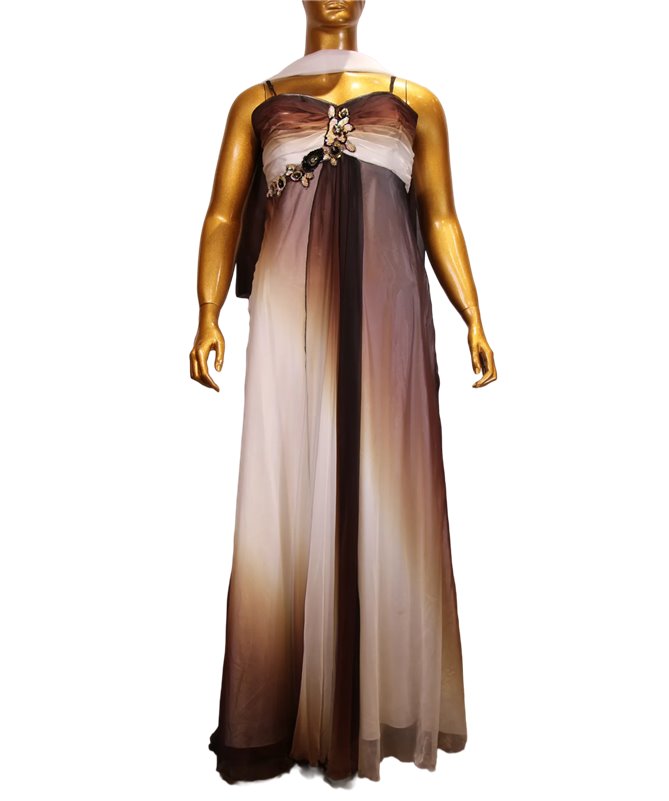 Robe de soirée Danielle : dégradé beige/marron