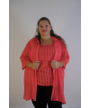 Ensemble Top Rayé et Gilet Coral - Élégance d'Été