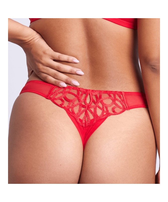 Tanga en dentelle rouge VALEGE du 36 au 44 _ Charme et Séduction TEKA MODE