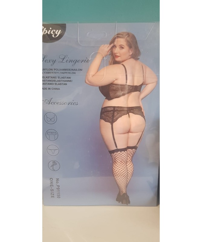 Ens. Lingerie curvy en dentelle noire _ TEKA MODE