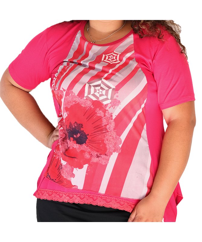 tee-shirt rose manches courtes à motif