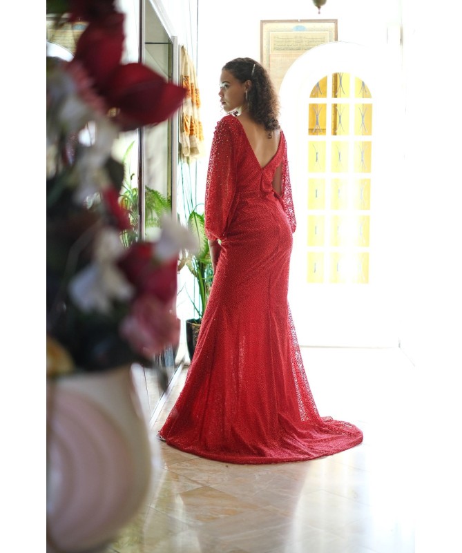 Robe Rouge à Paillettes pour Soirée Chic et Élégante | Teka Mode