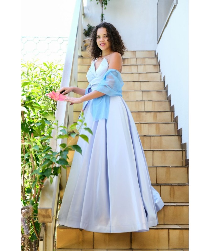 Robe de soirée bleu pastel Élëora – Élégance et féerie