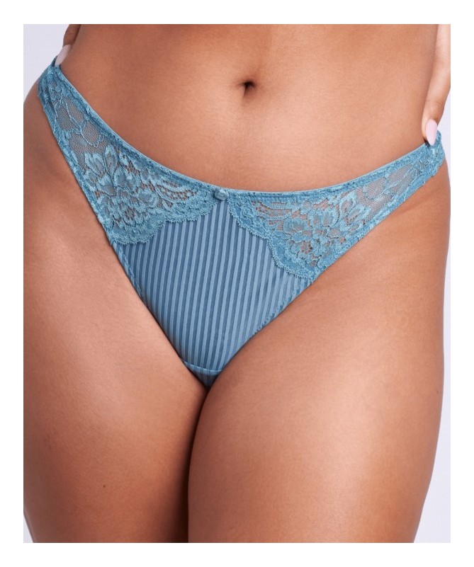 Tanga dentelle bleue VALEGE du 36 au 44 _ Foudre _ TEKA MODE