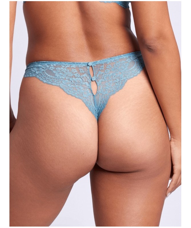 Tanga dentelle bleue VALEGE du 36 au 44 _ Foudre _ TEKA MODE