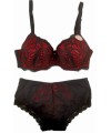 Ens Soutien gorge/culotte du 90D au 115D noir-rouge _ TEKA MODE