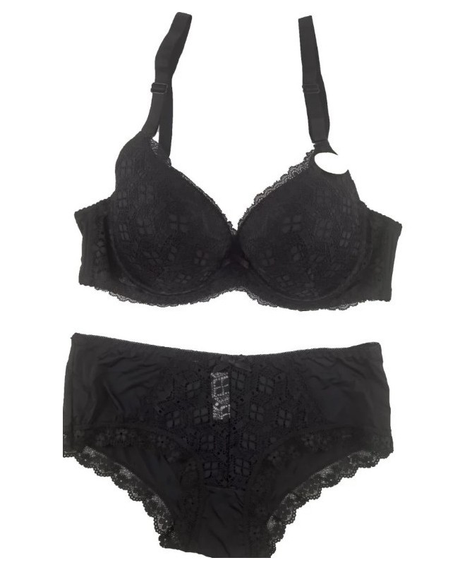 Ens Soutien gorge/culotte du 90D au 115D noir _ TEKA MODE