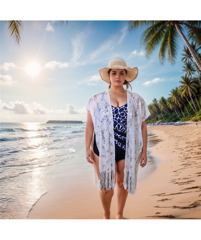 Poncho de plage blanc PALMERA