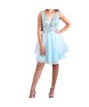 robe frou frou turquoise cintrée à la taille